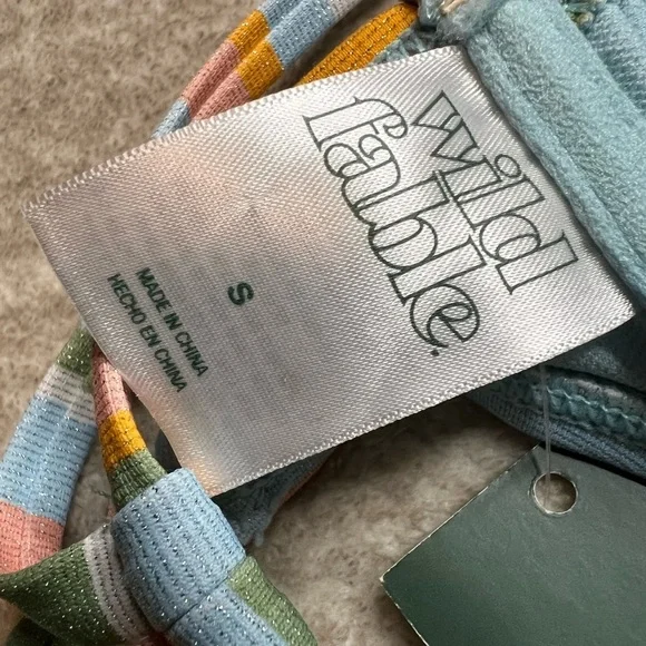 Women's Small Underwire String Bikini Top Colorful Shimmer Stripe Padded Sexy - Picture 8 of 9